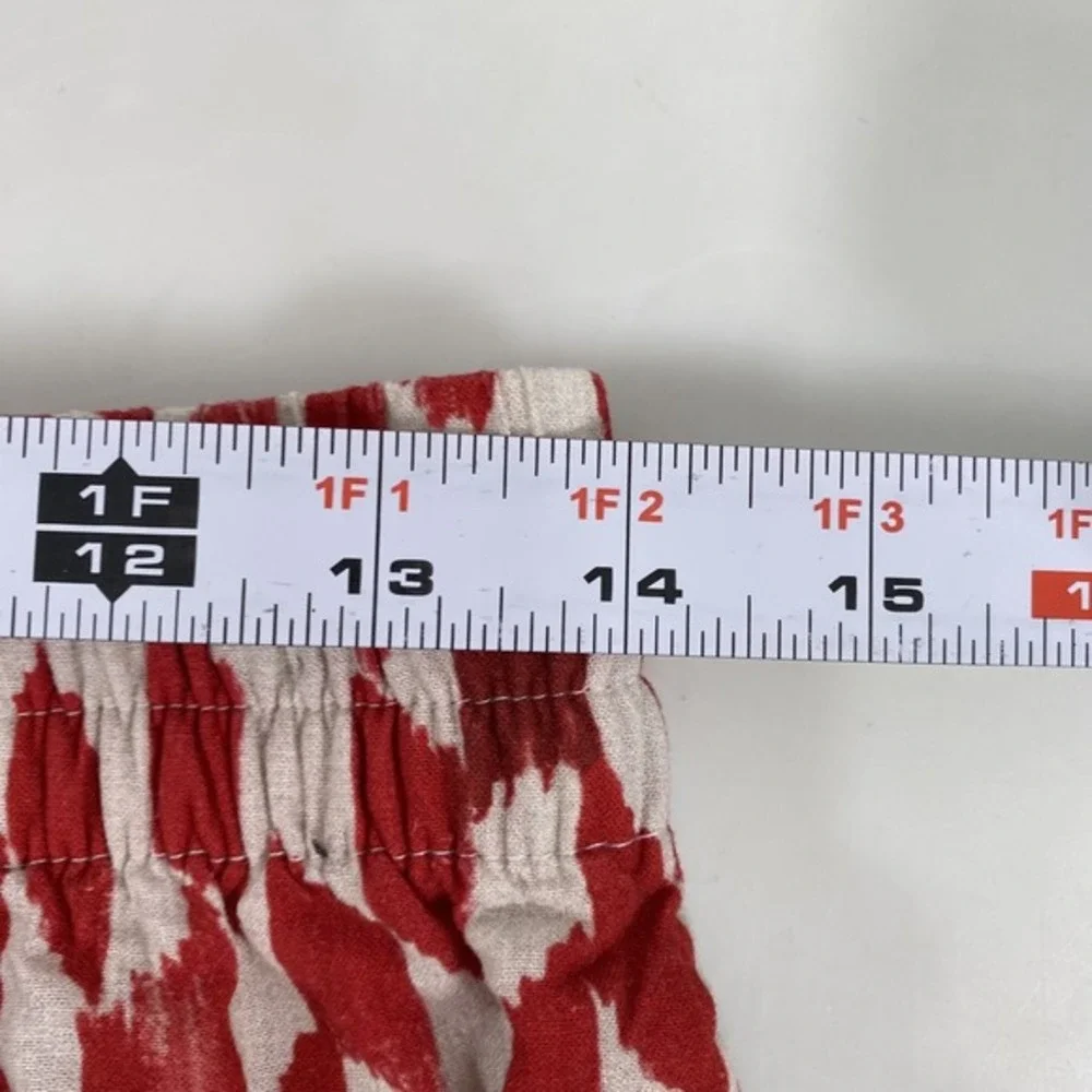 Red Patterned Elastic Waist Women's Shorts
